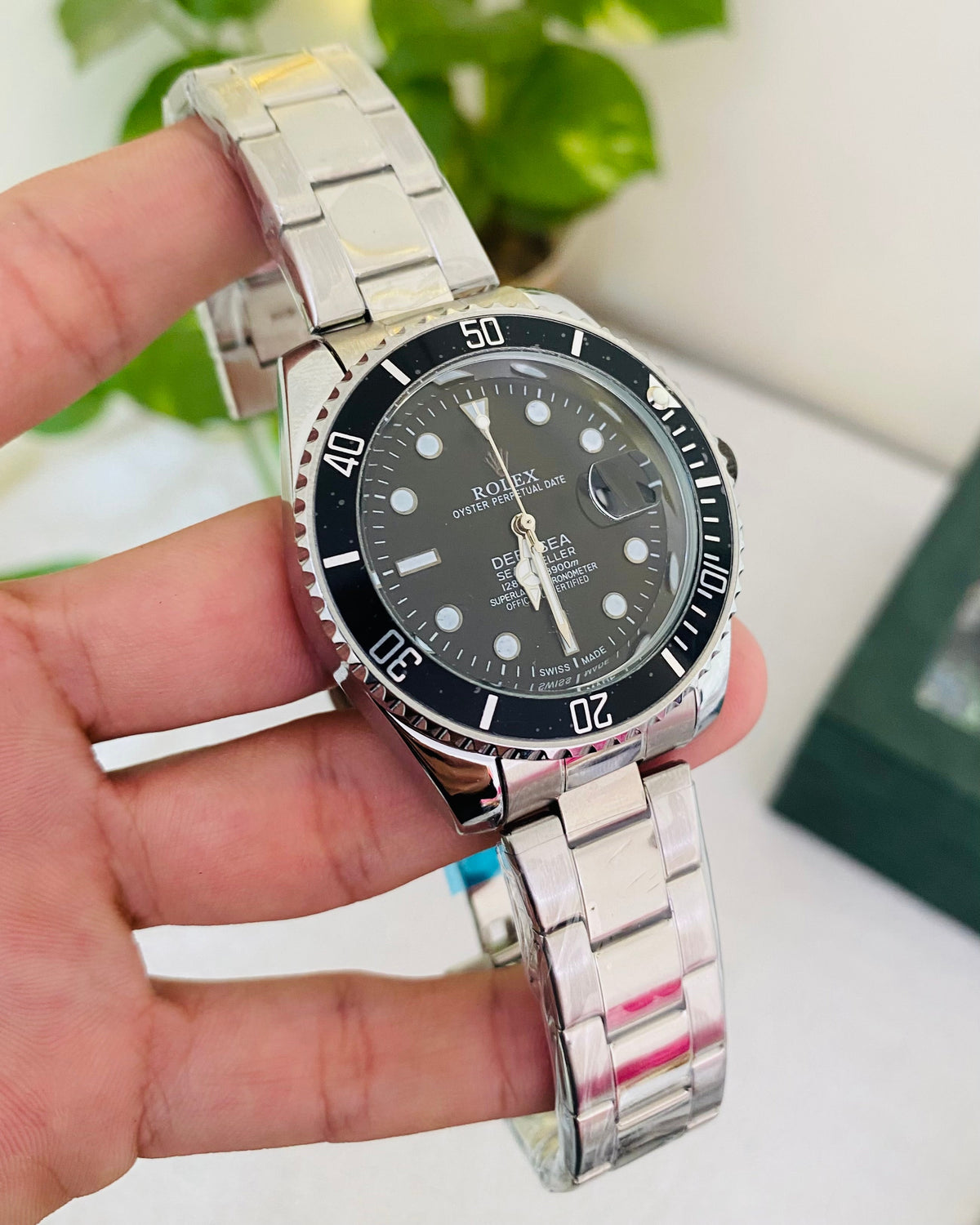 Black Dial Stainless Steel Watch