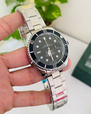 Black Dial Stainless Steel Watch