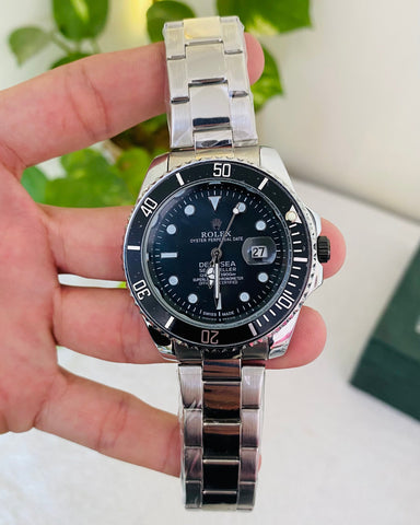 Black Dial Stainless Steel Watch