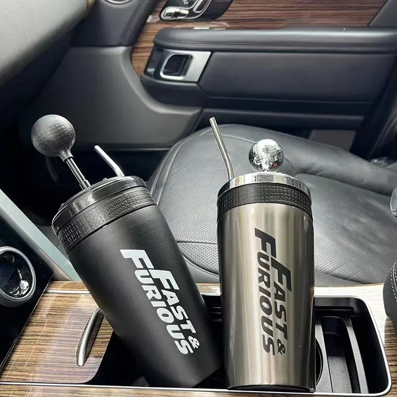 Fast and Furious 10 - Tumbler Style Tumblers with Straw and Lid, 304 Stainless Steel F10 Rocker Tumbler for Movie Fans, 500ml Water Bottle (Black)