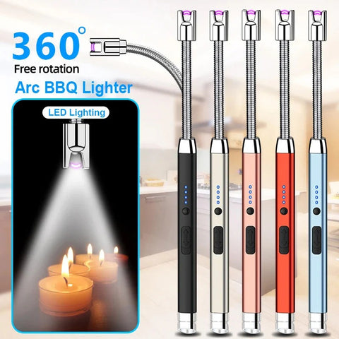 USB Rechargeable Flameless Arc Lighter Flexible and Windproof for Candles, Hiking, Camping, Kitchen, Fireplaces