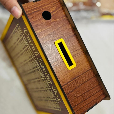Umrah Saving Box - Wooden Islamic Money Saving Box - 280 Days Hajj & Umrah Savings Box Plan - Daily Halal Pilgrimage Fund Jar - Muslim Gift Idea - Step Closer to Umrah Every Day