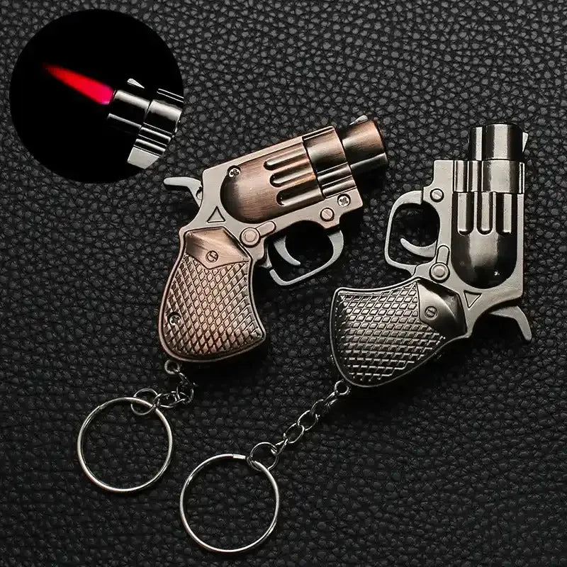 Mini Keychain Gun Lighter – Windproof Refillable Butane Lighter