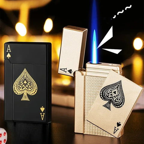 Deck Playing Card Lighter – Refillable Butane Metal Poker Lighter