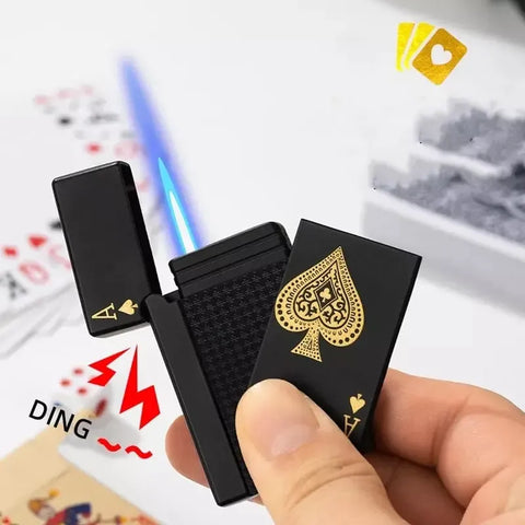 Deck Playing Card Lighter – Refillable Butane Metal Poker Lighter
