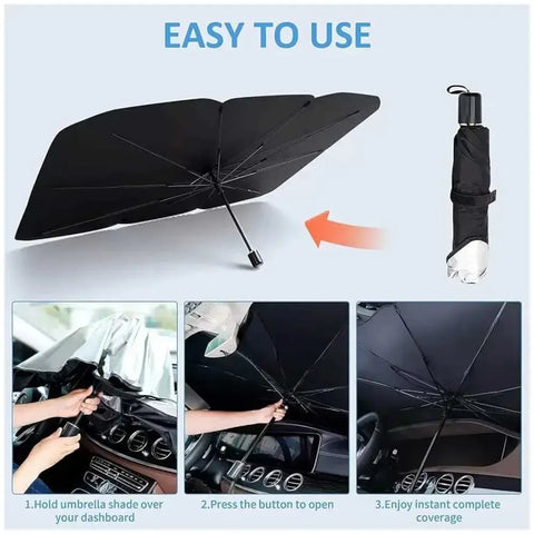 Car Umbrella Sun Shade Cover for Windshield UV Reflecting Foldable Front Car Sunshade Umbrella Easy Kitchen