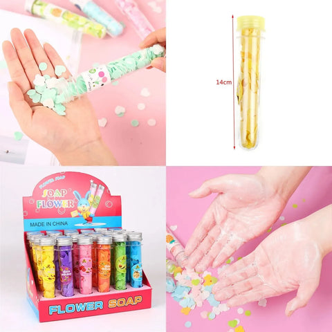 Portable Mini Body Washing Bath Test Tube Confetti Foaming Flower One time Paper Soap Slice