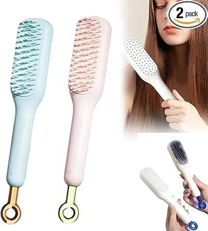 Retractable Comb Self-cleaning Hair Brush Anti-static Massage Comb For Women Smooth Hair Self Cleaning Hair Brush Randam Colours
