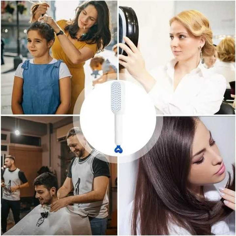 Retractable Comb Self-cleaning Hair Brush Anti-static Massage Comb For Women Smooth Hair Self Cleaning Hair Brush Randam Colours