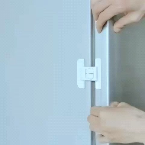 Universal Single Door Fridge / Refrigerator Safety Lock Cabinet Lock For Kids No Drilling Required Non-Locking Fastener Double Buckle Door Latch