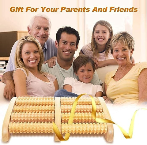 Wooden Foot Massager Roller – Double Foot Reflexology Acupressure Roller for Pain Relief & Relaxation