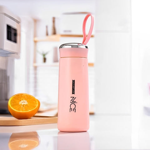 400ml Glass Bottle Water, Bottle with Vacuum Flask and Loop (400 ML) Temperature Resistant for Sami Hot and Cold Water, Vaccum Flask Glass Water Bottle Mini Water Bottle for School/College/Office/Travel