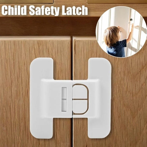 Universal Single Door Fridge / Refrigerator Safety Lock Cabinet Lock For Kids No Drilling Required Non-Locking Fastener Double Buckle Door Latch