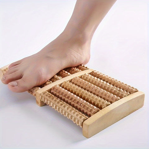 Wooden Foot Massager Roller – Double Foot Reflexology Acupressure Roller for Pain Relief & Relaxation