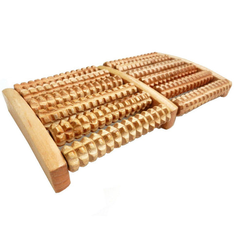 Wooden Foot Massager Roller – Double Foot Reflexology Acupressure Roller for Pain Relief & Relaxation