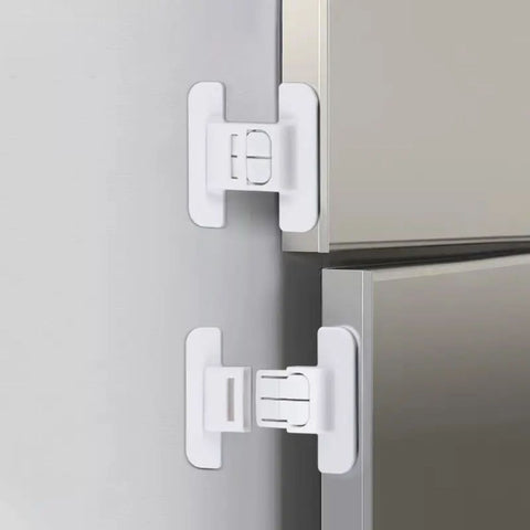 Universal Single Door Fridge / Refrigerator Safety Lock Cabinet Lock For Kids No Drilling Required Non-Locking Fastener Double Buckle Door Latch