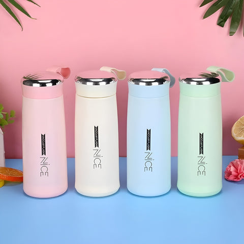 400ml Glass Bottle Water, Bottle with Vacuum Flask and Loop (400 ML) Temperature Resistant for Sami Hot and Cold Water, Vaccum Flask Glass Water Bottle Mini Water Bottle for School/College/Office/Travel