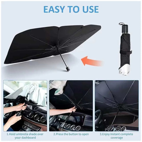 Car Umbrella Sun Shade Cover for Windshield UV Reflecting Foldable Front Car Sunshade Umbrella Easy Kitchen