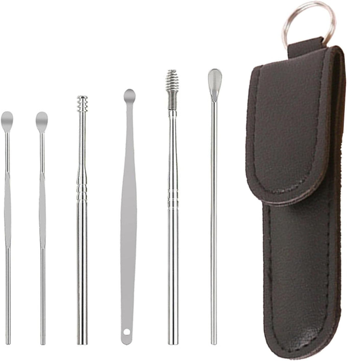 Ear Wax Cleaning Kit, 6 Pcs Ear Pick Tools, Wax Removal Kit, Ear Cleaning Tool Set, Spring Earwax Cleaner Tool for Children and Adult Multicolor