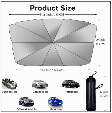 Car Umbrella Sun Shade Cover for Windshield UV Reflecting Foldable Front Car Sunshade Umbrella Easy Kitchen